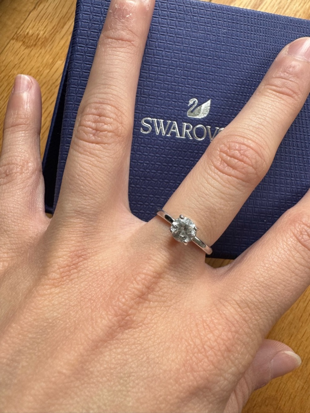 Swarovski Silver Ring with Clear Solitaire Crystal